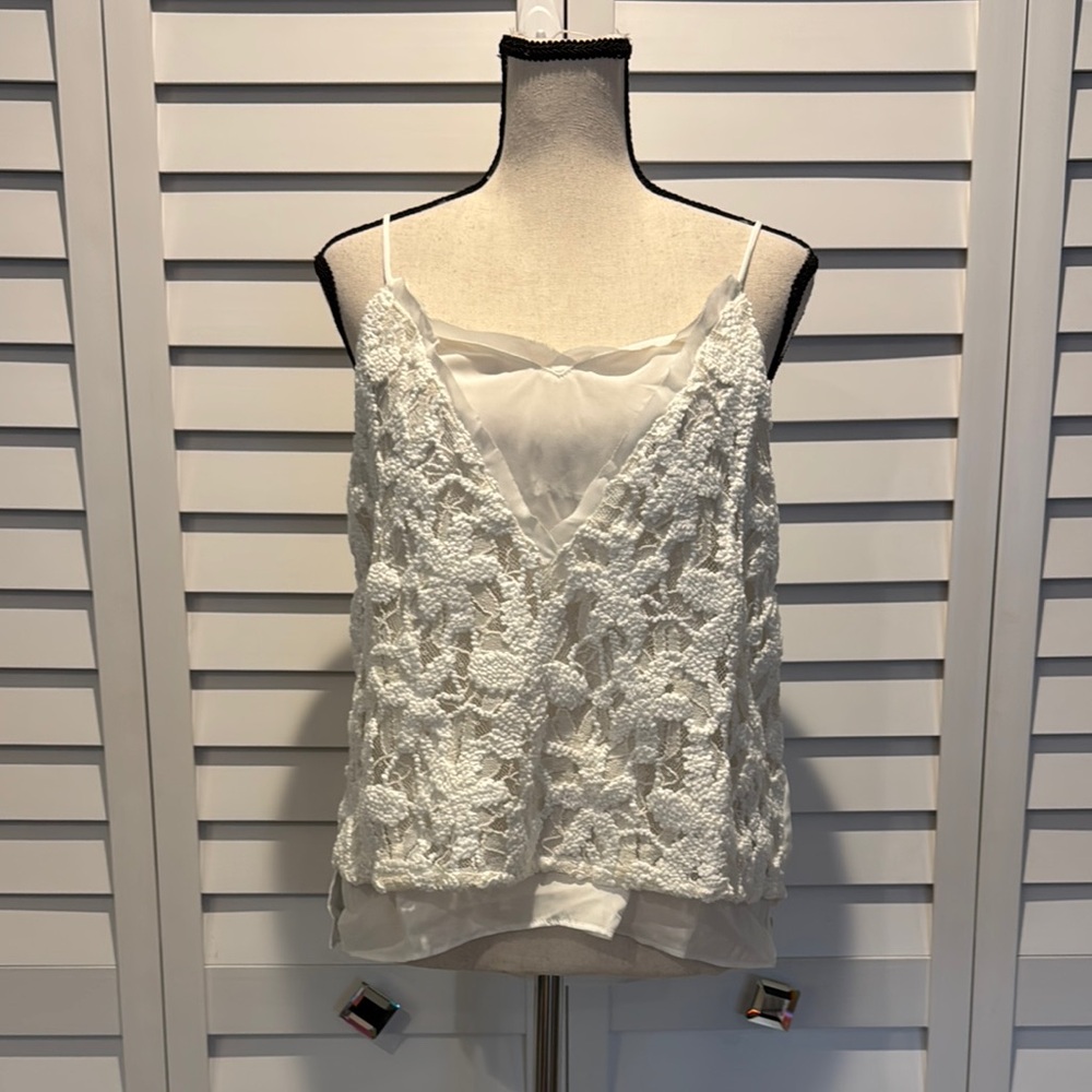 REVOLVE Krisa NWT lined Crotchet White Camisole with adjustable Straps.